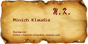 Minich Klaudia névjegykártya
